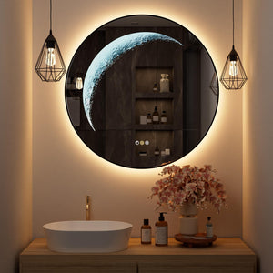 Round LED Bathroom Mirror with Anti-Fog & Dimmer