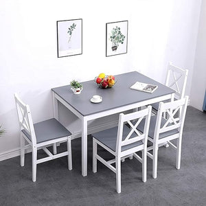5-Piece Farmhouse Dining Table Set with 4 Chairs