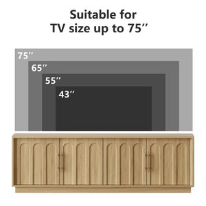 Mid-Century Modern TV Stand for 75 Inch TV – 67" Arched Media Console
