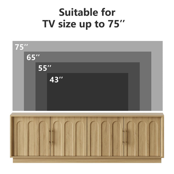 Mid-Century Modern TV Stand for 75 Inch TV – 67" Arched Media Console