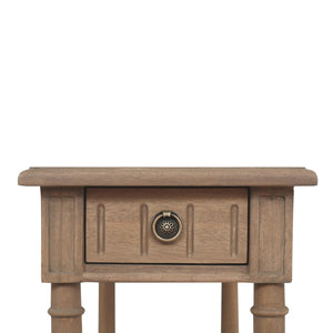 Narrow End Table with Drawer & Shelf – Solid Wood Farmhouse Side Table