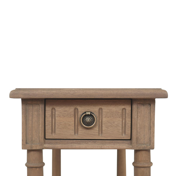 Narrow End Table with Drawer & Shelf – Solid Wood Farmhouse Side Table