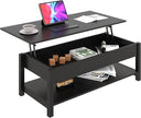 Lift Top Coffee Table with Hidden Compartment & Open Shelf