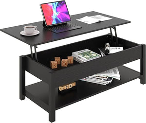 Lift Top Coffee Table with Hidden Compartment & Open Shelf