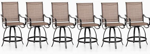 Outdoor Swivel Counter Height Bar Stools with Sling Fabric