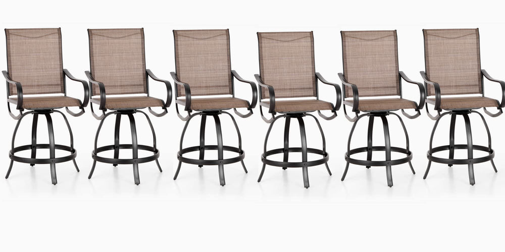 Outdoor Swivel Counter Height Bar Stools with Sling Fabric