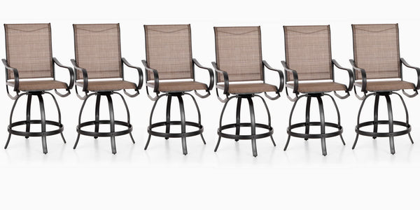 Outdoor Swivel Counter Height Bar Stools with Sling Fabric