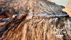 Large Natural Hair-On Cowhide Rug 7 x 6 ft