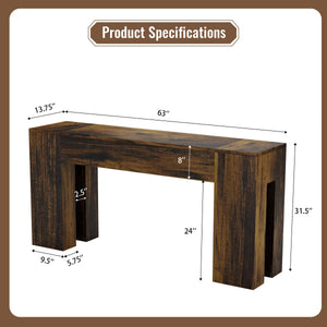 71-Inch Farmhouse Sofa Console Table – Rustic Brown
