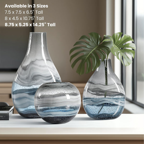 Blue Glass Vase – Handmade Coastal Home Decor