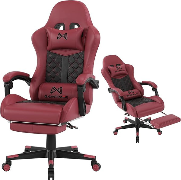 High Back Gaming Chair with Footrest & Lumbar Support