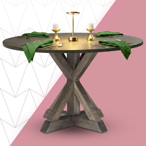 Round Solid Wood Farmhouse Dining Table