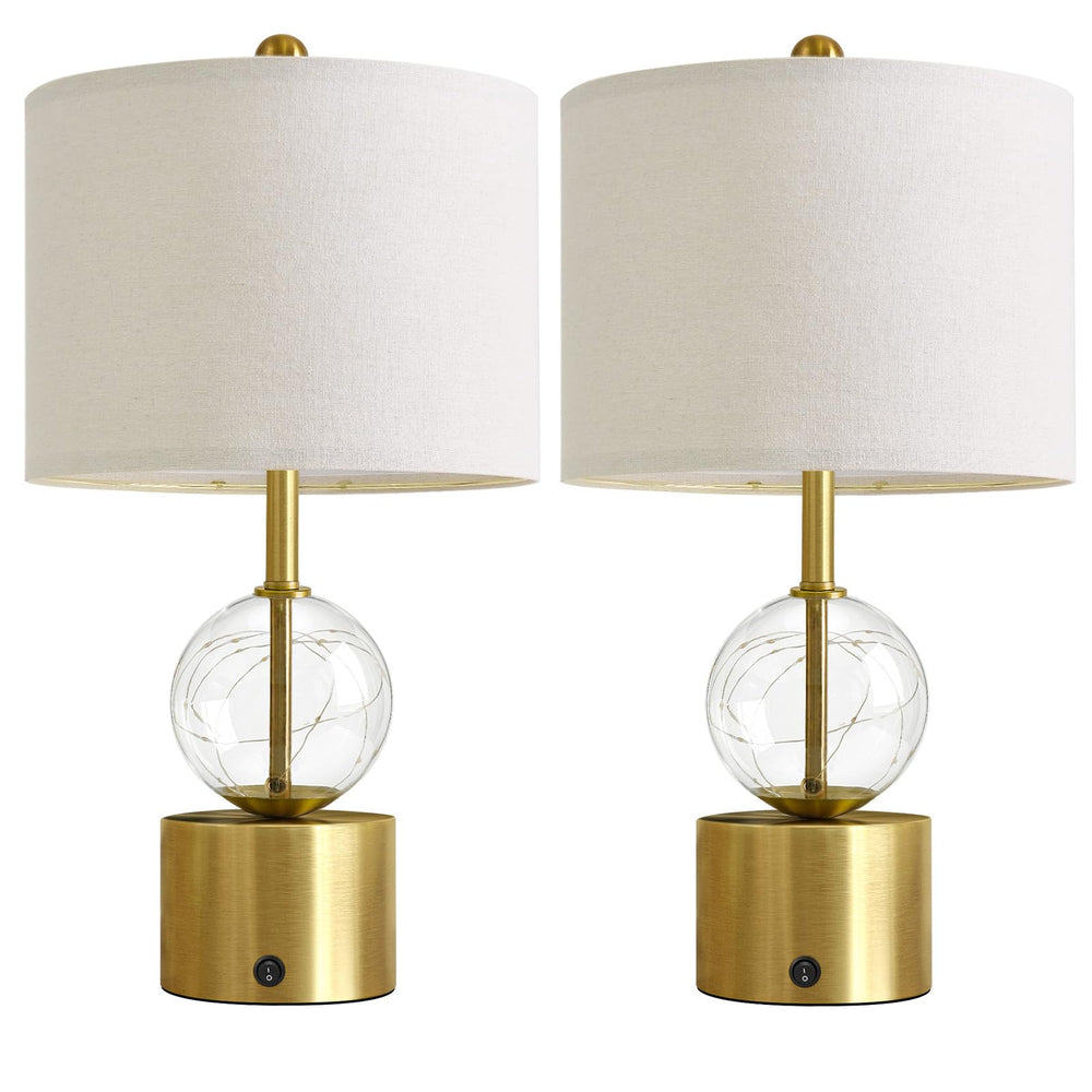 Glass Globe Table Lamps Set of 2