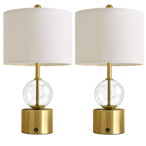 Glass Globe Table Lamps Set of 2