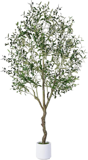 Artificial Olive Tree with White Planter – Indoor Faux Plant