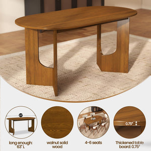 Oval Walnut Wood Dining Table Set