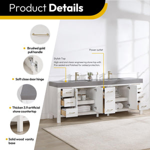 84" Free Standing Double Basin Vanity Set