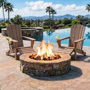 Folding Adirondack Chair with Retractable Ottoman & Cup Holder — HDPE All-Weather Outdoor Lounge Chair