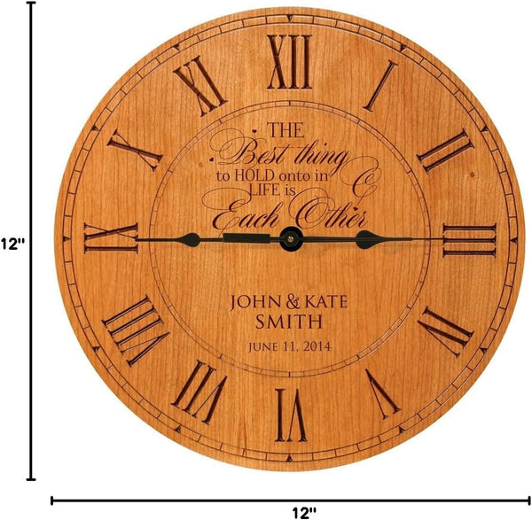 Personalized Wedding Anniversary Wall Clock – Cherry Wood