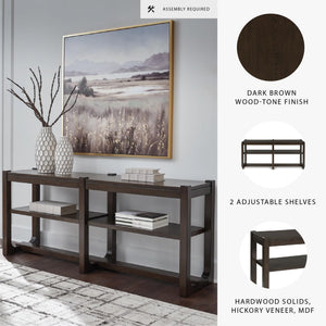 Sofa Table with Adjustable Shelves – Dark Brown