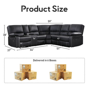 L-Shaped Recliner Sectional Sofa with Cup Holders & Storage