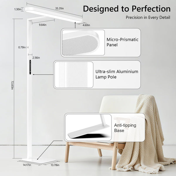 60W LED Dimmable Floor Lamp – Full Spectrum Eye-Care