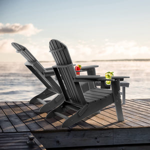 Adjustable Folding Adirondack Chair with Ottoman & Cup Holder