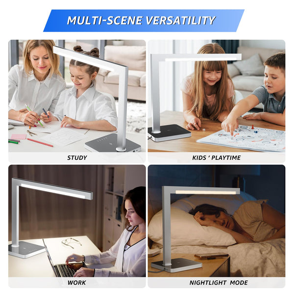 LED Desk Lamp with Charging Station & Type-C Port