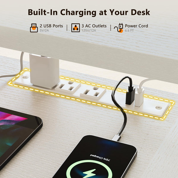 U-Shaped Electric Standing Desk with Keyboard Tray & Monitor Stand