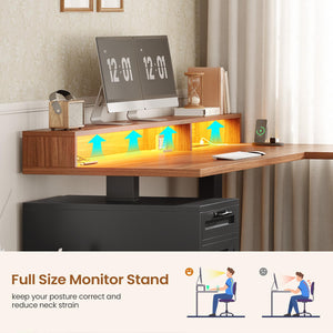 L-Shaped Electric Standing Desk with Drawers & Storage