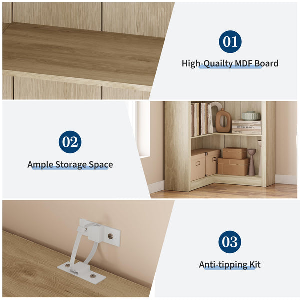 L-Shaped 5-Tier Corner Bookshelf