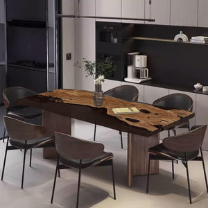 Custom Epoxy Resin Dining Table – Solid Olive Wood