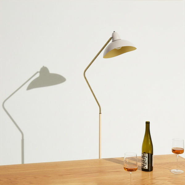Swoop LED Floor Lamp with Adjustable Head - Cream