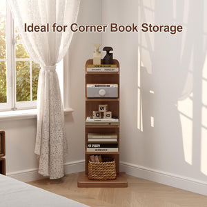 5-Tier Solid Wood Narrow Bookshelf