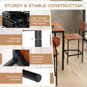 5-Piece Counter Height Dining Table Set with 4 Bar Stools