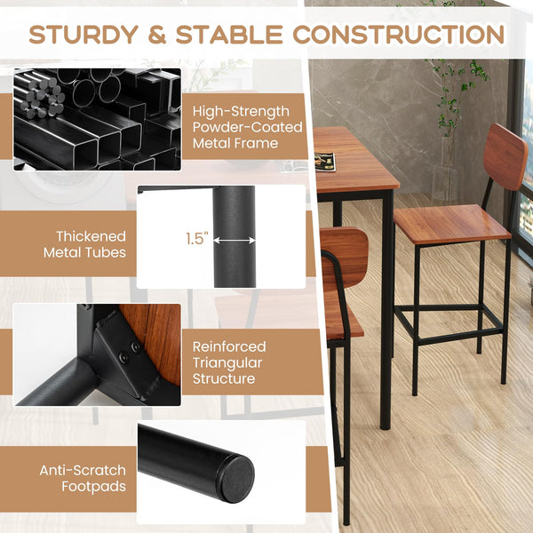 5-Piece Counter Height Dining Table Set with 4 Bar Stools