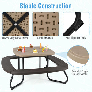 Kids Picnic Table with Umbrella – 8-Seat Outdoor HDPE Set