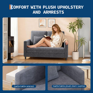 Loveseat Sofa with Pocket Spring Cushion & Teddy Fabric