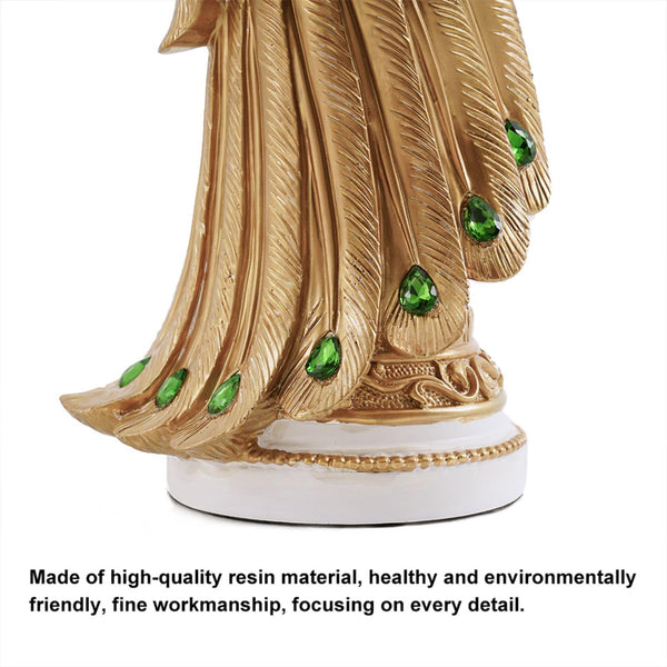 Decorative Peacock Statue – Resin Art Deco Sculpture (White & Gold)
