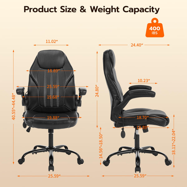 Ergonomic Office Chair with Flip-Up Arms & Adjustable Lumbar Support