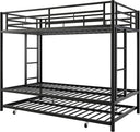 Metal Triple Bunk Bed Twin Over Twin with Trundle