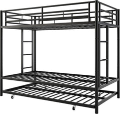 Metal Triple Bunk Bed Twin Over Twin with Trundle