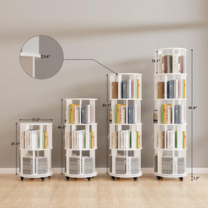 Rotating Bookshelf Tower with Wheels