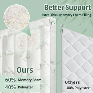 3 Inch Cooling Mattress Topper with Bamboo Viscose Cover & Memory Foam Fill