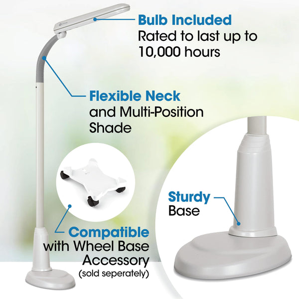 24W Gooseneck Craft Floor Lamp – Adjustable Daylight Reading Lamp