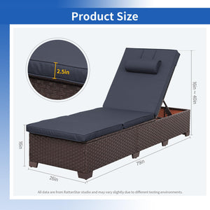 Outdoor Chaise Lounge Set of 2 – Adjustable Wicker Pool Loungers