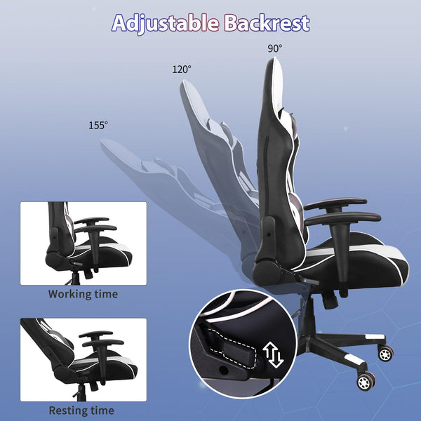Ergonomic Gaming Chair with Massage Lumbar Support & Adjustable Headrest