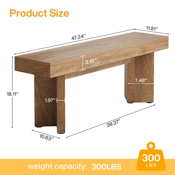 47" Farmhouse Wooden Entryway Bench