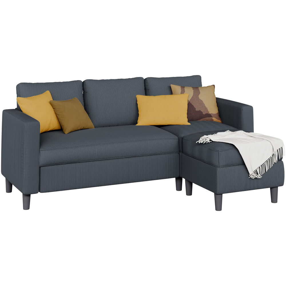 Shintenchi Modern Upholstered Sectional Sofa, L-Shaped Couch with Reversible Chaise for Living Room, New Corduroy Fabric