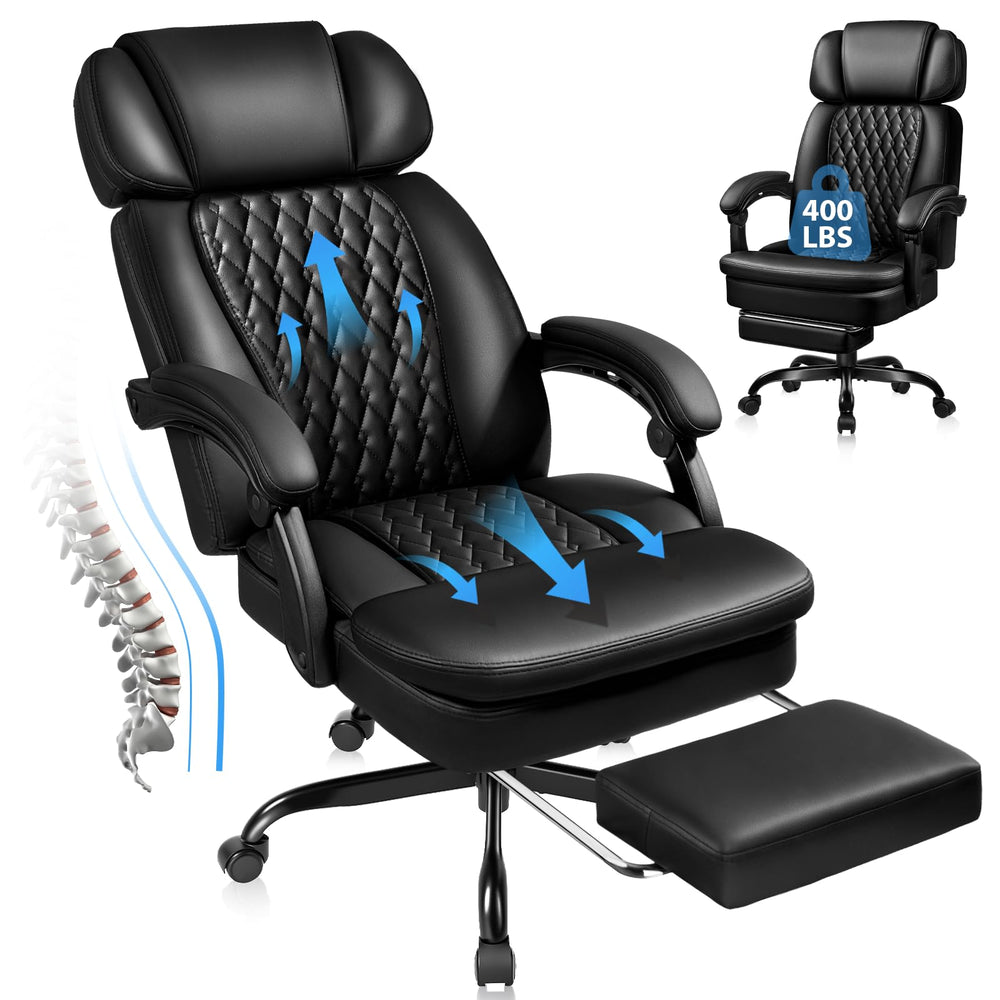 Ergonomic High-Back Executive Office Chair with Footrest — 400 lbs Capacity